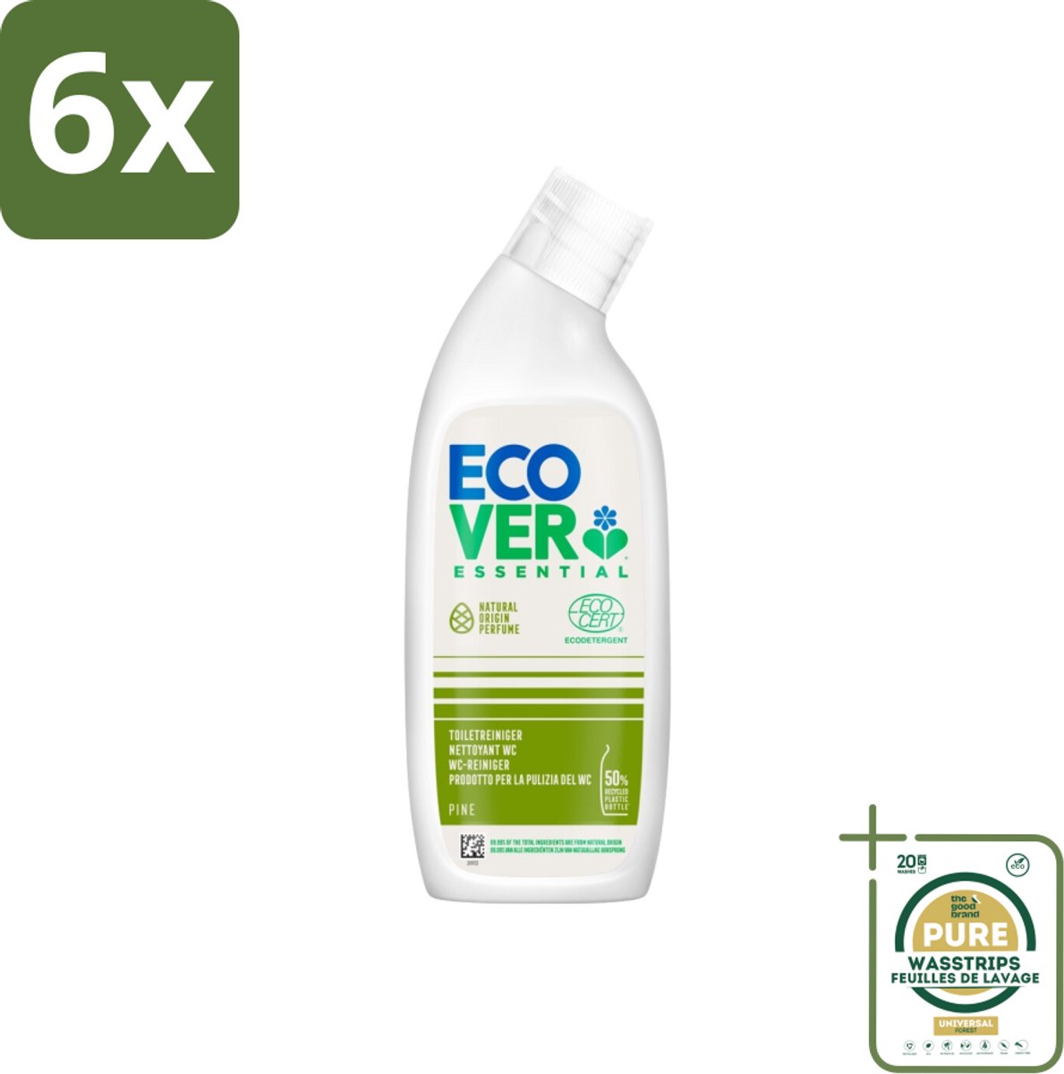 Ecover - Toiletreiniger Essential - Dennenfris - 750 ml - Voordeelverpakking - 6 stuks - Biologische reiniger - Dennengeur
