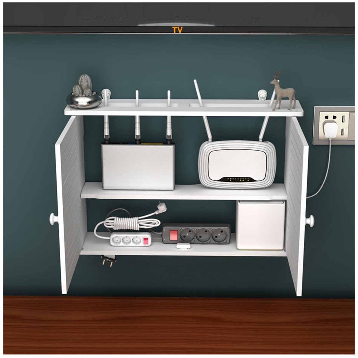 Modemaansluiting wandrouterbox - verborgen kabel - wandmontage - praktische opbergdoos voor wifi-router - ShopVlot