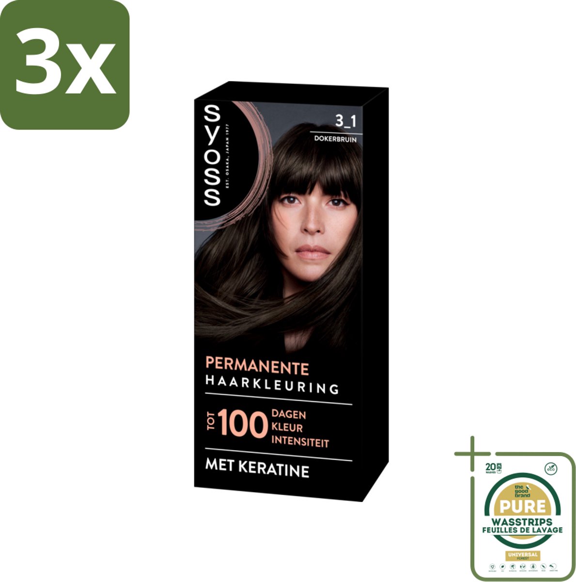 3 x SYOSS - Permanent Coloration 3-1 - Haarverf - Permanente Haarkleuring - Donkerbruin - Grijsdekking - Grootverpakking - Haarkleur - Permanent Coloration - Grijsdekking - Keratine-formule - Haarverf