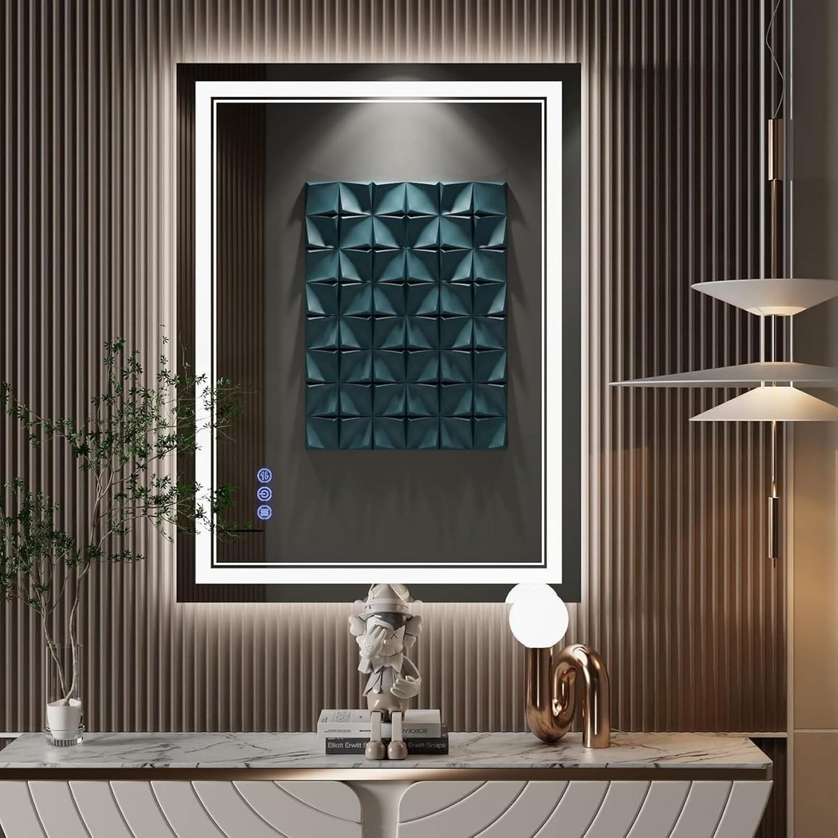baklon Badkamerspiegel met verlichting 80x60cm, badkamerspiegel wandspiegel en touch-schakelaar, IP65-led-spiegel-bad - ShopVlot