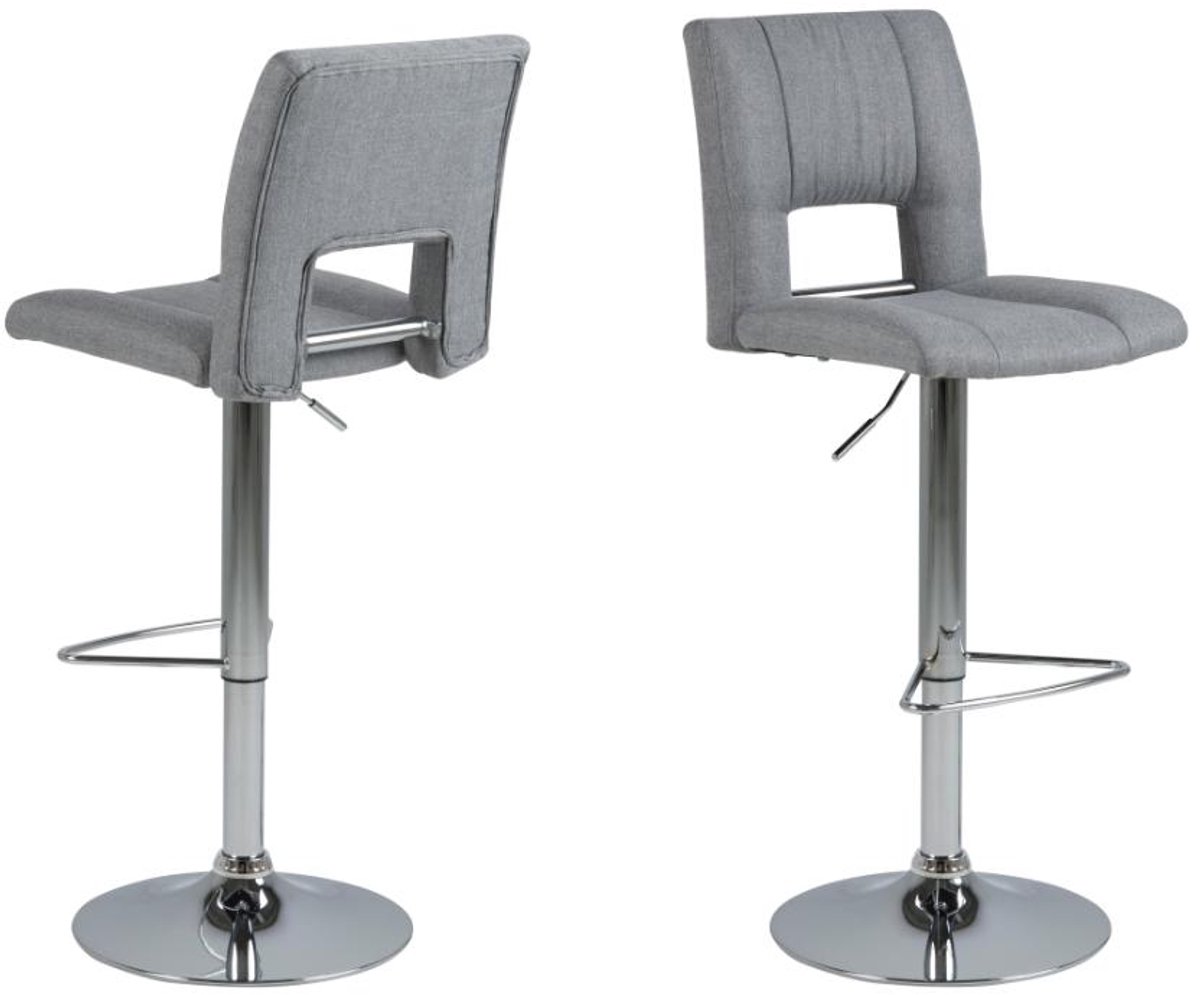 Giga Living Barkruk Wistad - Lichtgrijs/Zilver - Zithoogte 83cm - Set van 2
