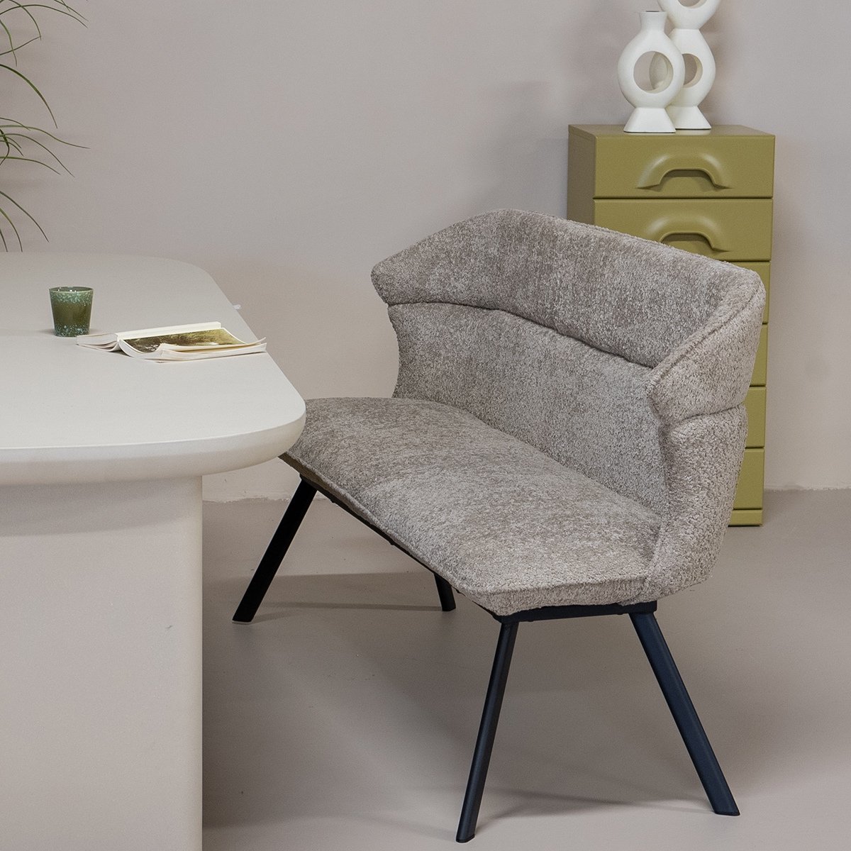 Giga Meubel Eetkamerbank Avery - Taupe Stof - 160x60x88cm