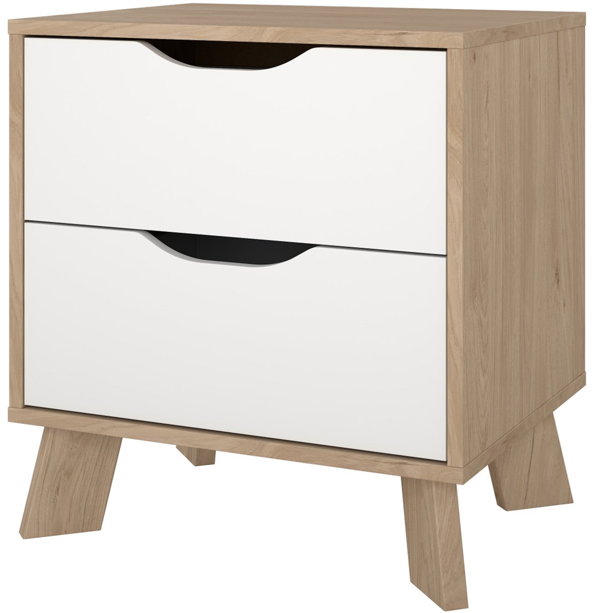 Nachtkastje Ikast 2 lades Hickory/Wit - Giga Living