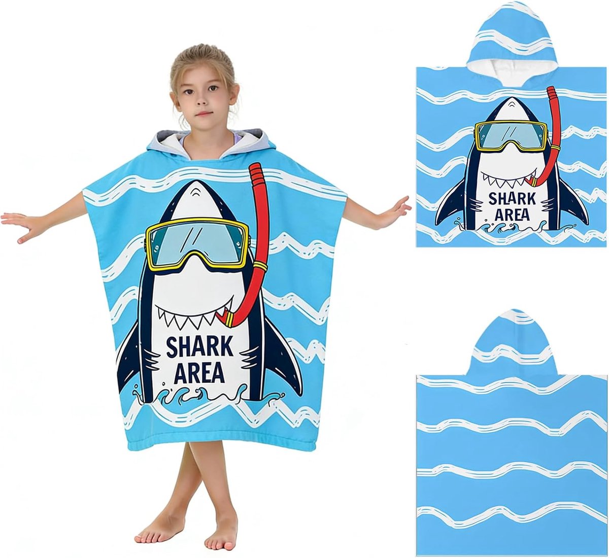 Badhanddoek voor kinderen 60 x 60 cm - capuchonhanddoek van microvezel - super zacht en absorberend - ShopVlot