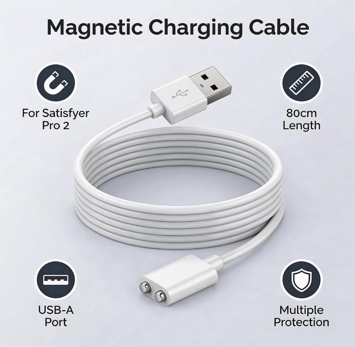 Vervangende USB Oplaadkabel 80cm - Magnetisch - Compatibel met Satisfyer Pro 2 - Betrouwbare stroomtoevoer - ShopVlot