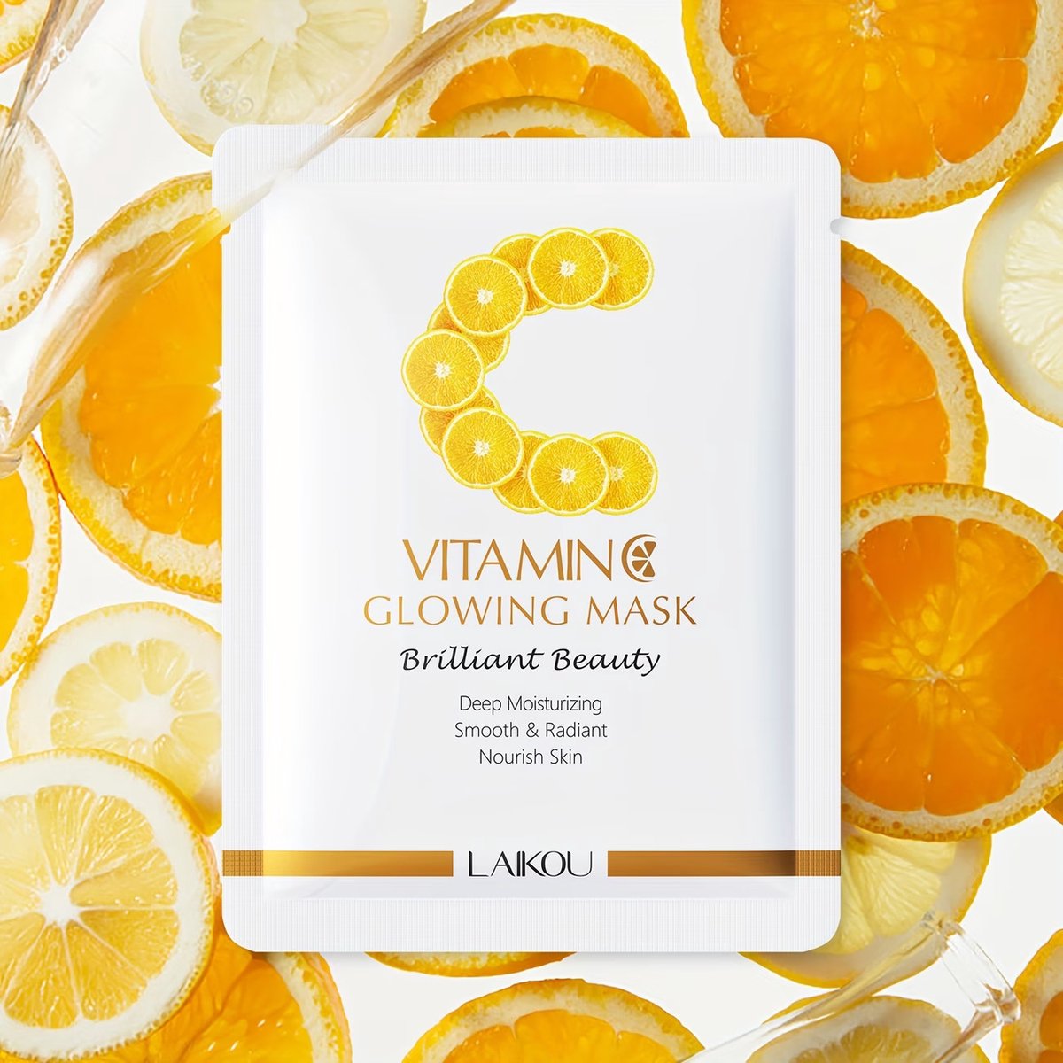 Vitamine C Gezichtsmasker – Hydraterend Sheet Mask voor een Zachte en Verzorgde Huid – 10 stuks