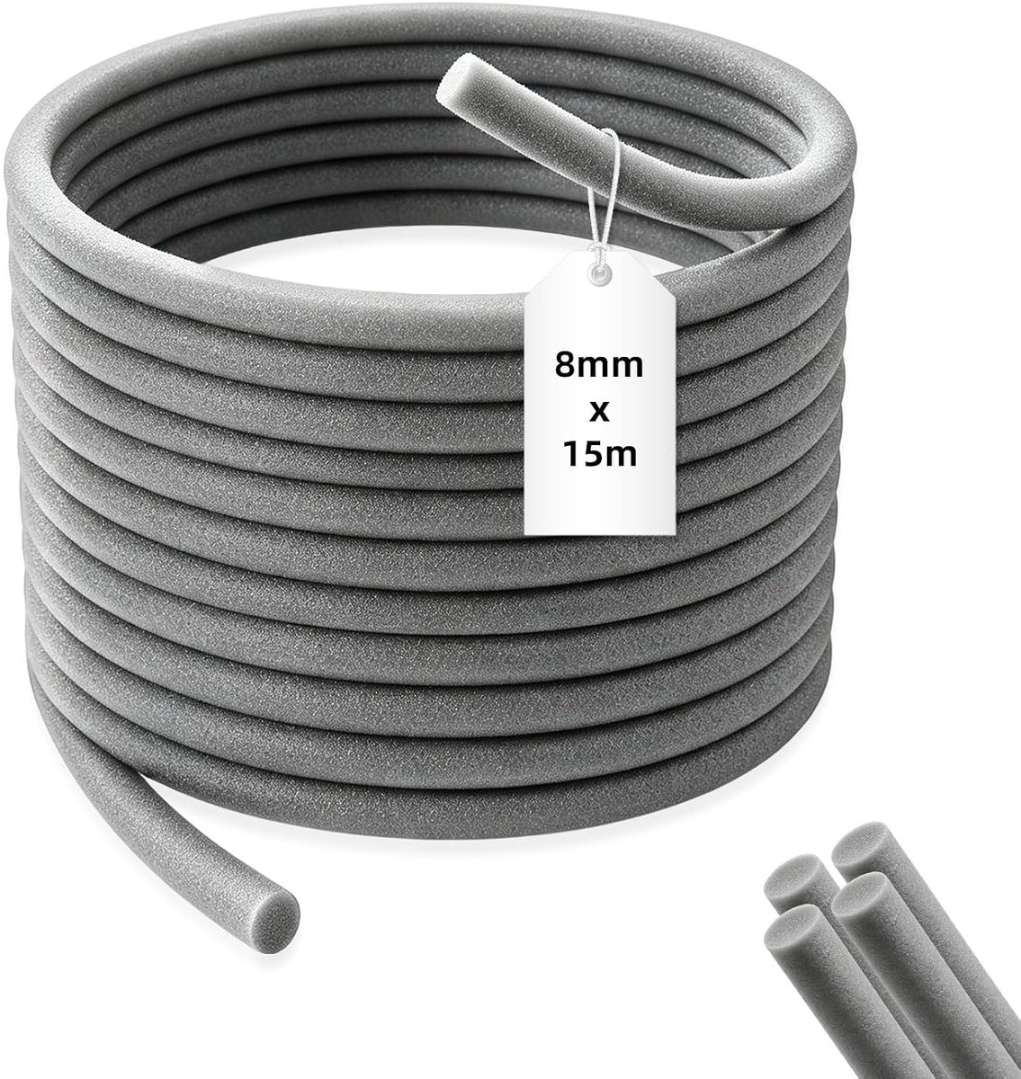 PE rond koord Ø8mm x 15m - voegvulprofiel - flexibel schuim - vochtbestendig - ShopVlot