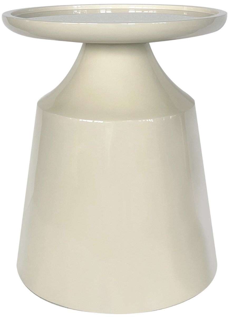 DÉJA Living Bijzettafel Fjell - Rond Crème Glossy MDF - 40x40x50cm