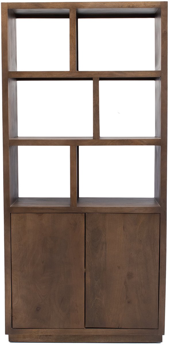 Giga Meubel Vakkenkast Luxurious - Donkerbruin Mangohout - 100x45x210cm