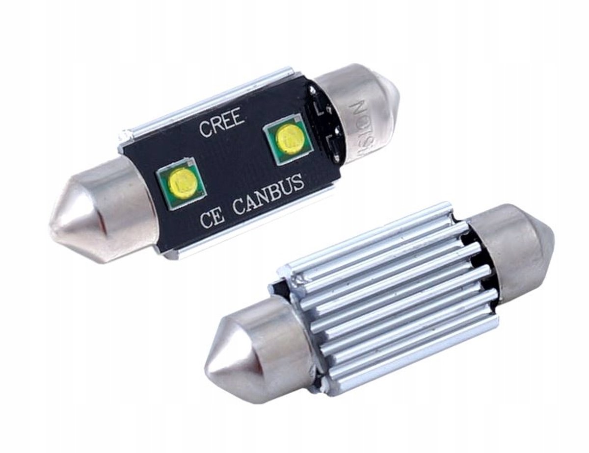 LED Lamp SV8,5 36mm 12V 2x 3535 SMD CANBUS Wit (2 stuks)
