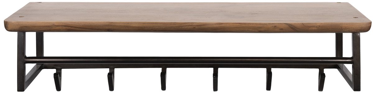 Giga Meubel Kapstok Edge Curve - Bruin Hout - 6 Haken - 100x33x28cm