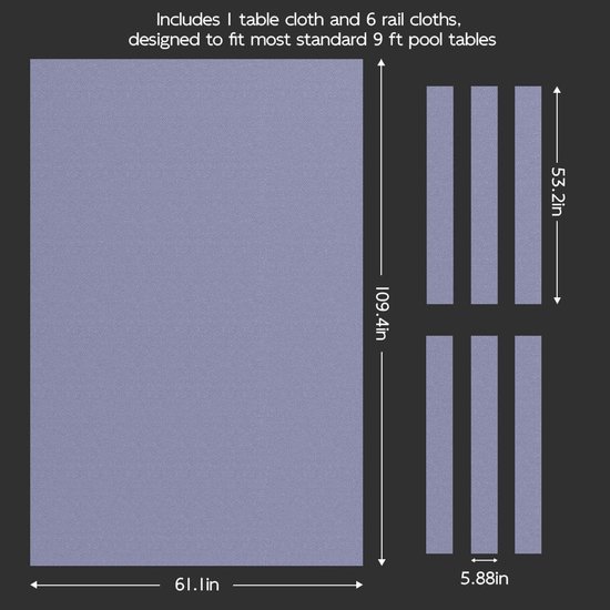 Biljartlaken voor 9FT Pooltafel - 80% Wol en 20% Nylon - Inclusief 6 Voorgesneden Bandenstroken - Biljartdoek voor Amerikaanse Pooltafels — afbeelding 4