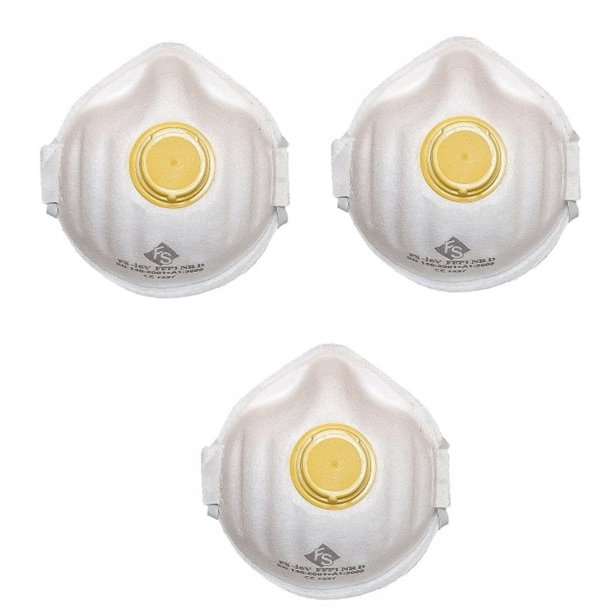 Merkloze FFP1 stofmasker met ventiel - 3 stuks