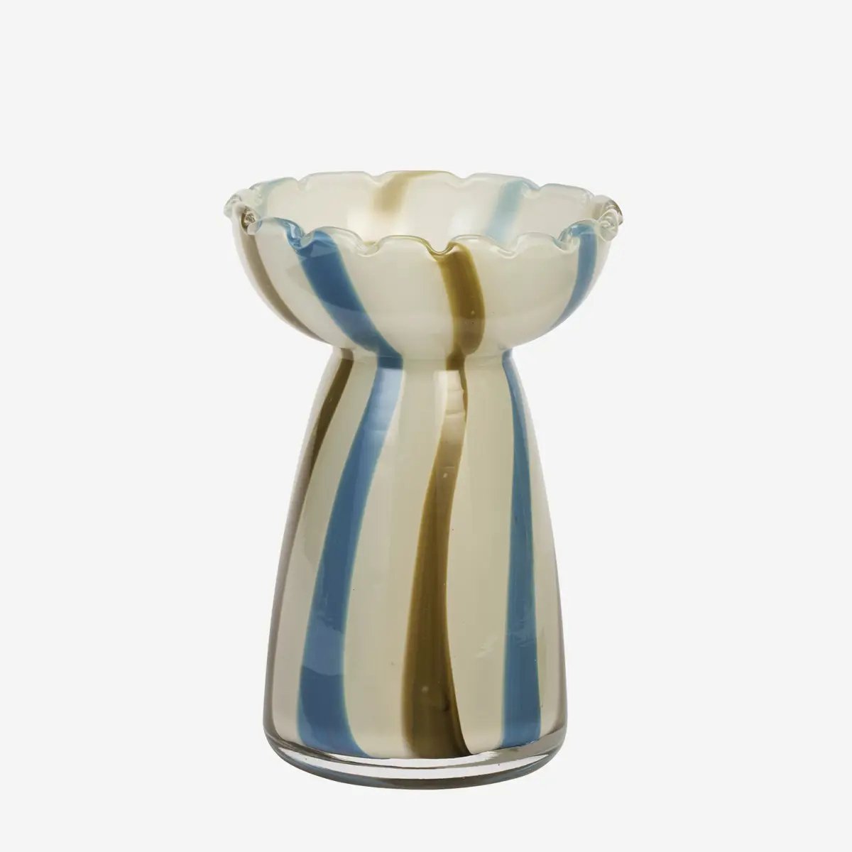 Madam Stoltz - Handgemaakte Hyacintenvaas Glas – Gestreept – 15 cm