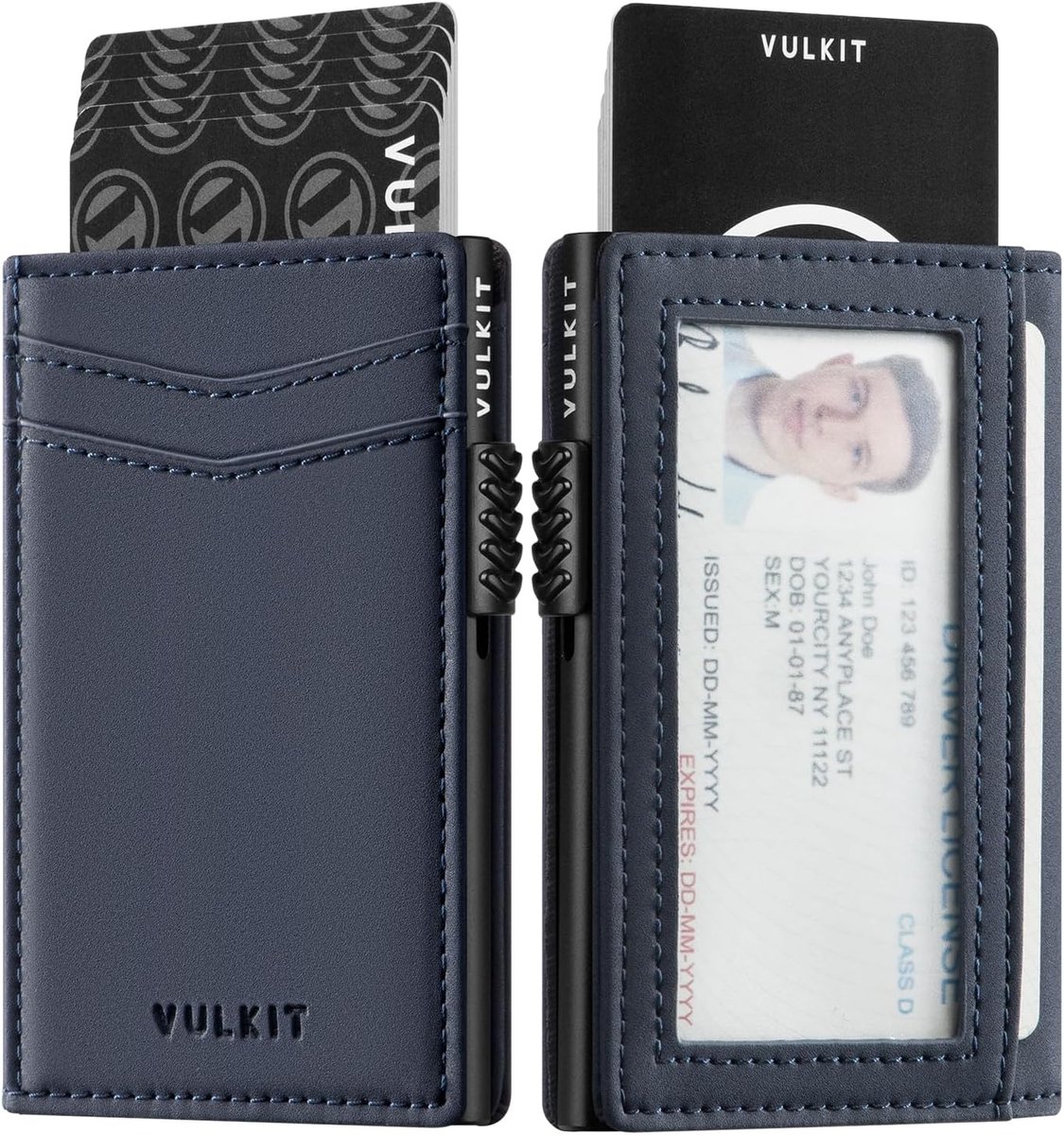 VULKIT Slanke creditcardhouder RFID-blokkeerkaartportemonnee voor heren Automatische pop-up Visitekaartjeshoes voor - ShopVlot