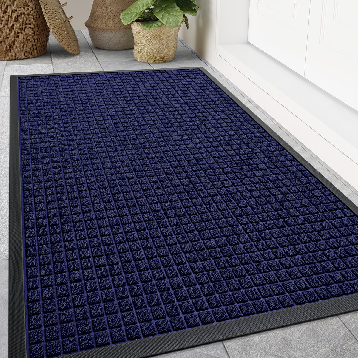 Olanly Deurmat - Buitenmat - Schoonloopmat - Antislip Rubbermat - 120x180cm - Blauwzwart