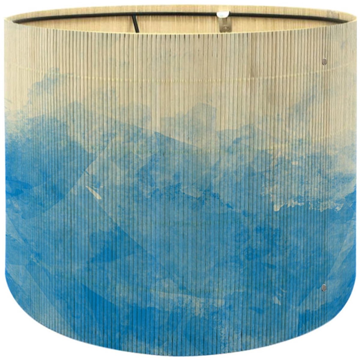 CiCixixi Lampenkap bamboe 30 cm - Vintage aquarel blauw E27 - ShopVlot
