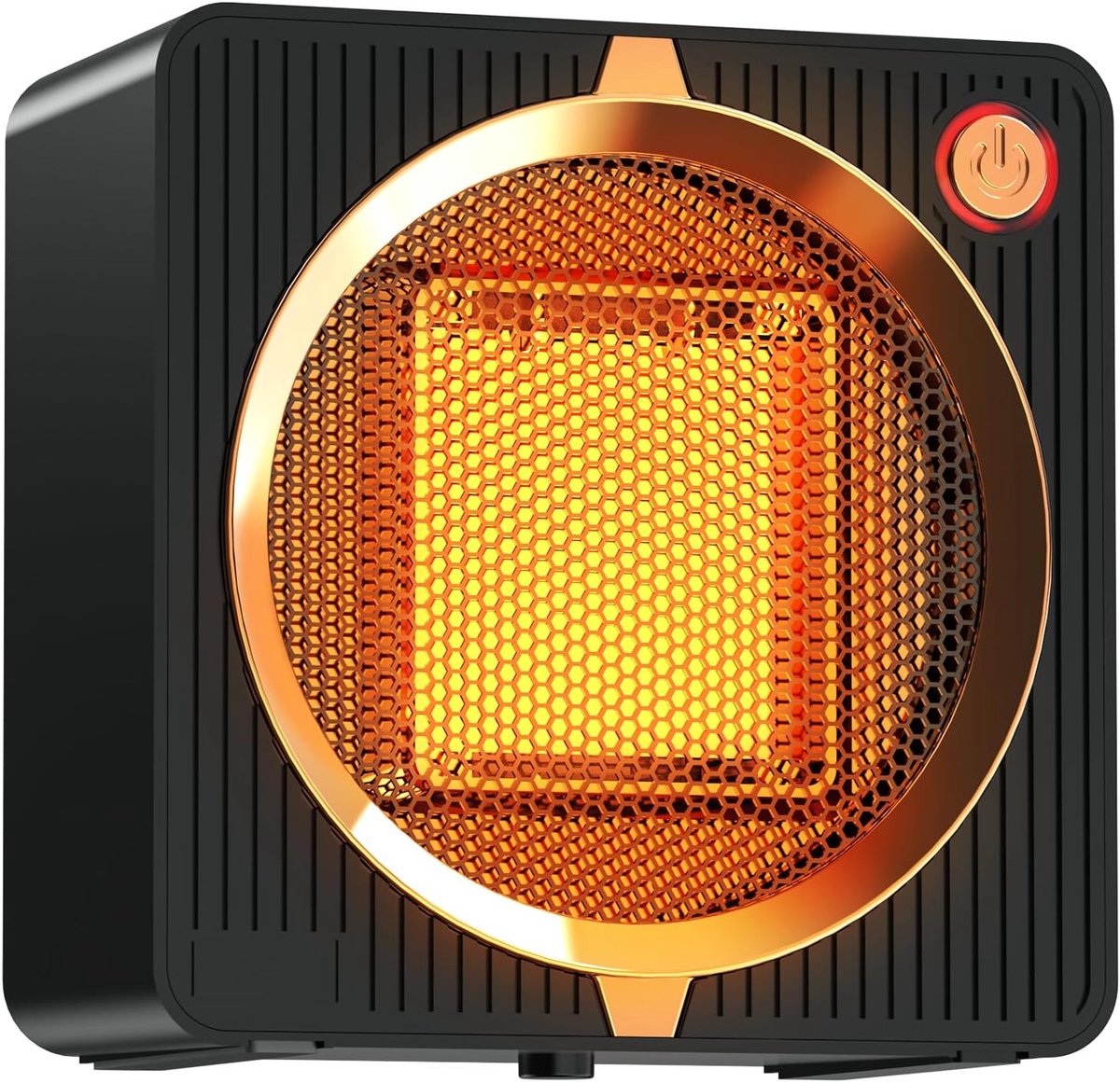 KZQ PTC keramische miniverwarming voor bureau - Laag vermogen draagbaar voor binnen - Oververhittings- en omvalbeveiliging - Geschikt voor kantoor en thuis - Zwart