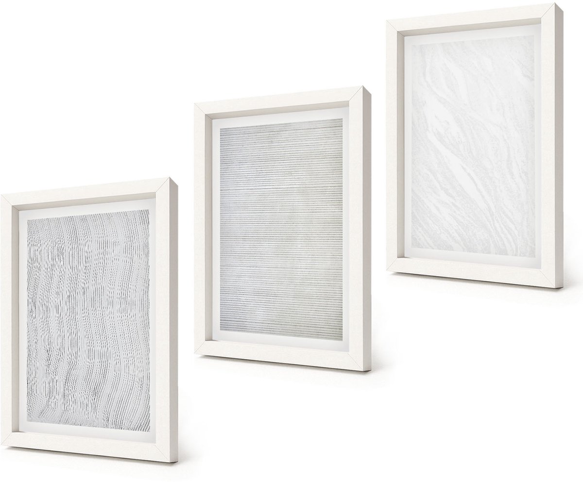 Coloray 3-Delige Schilderij Set - Heldere structuren, snaarpatronen op zand - 20x30 - Moderne Wanddecoratie - Slaapkamer