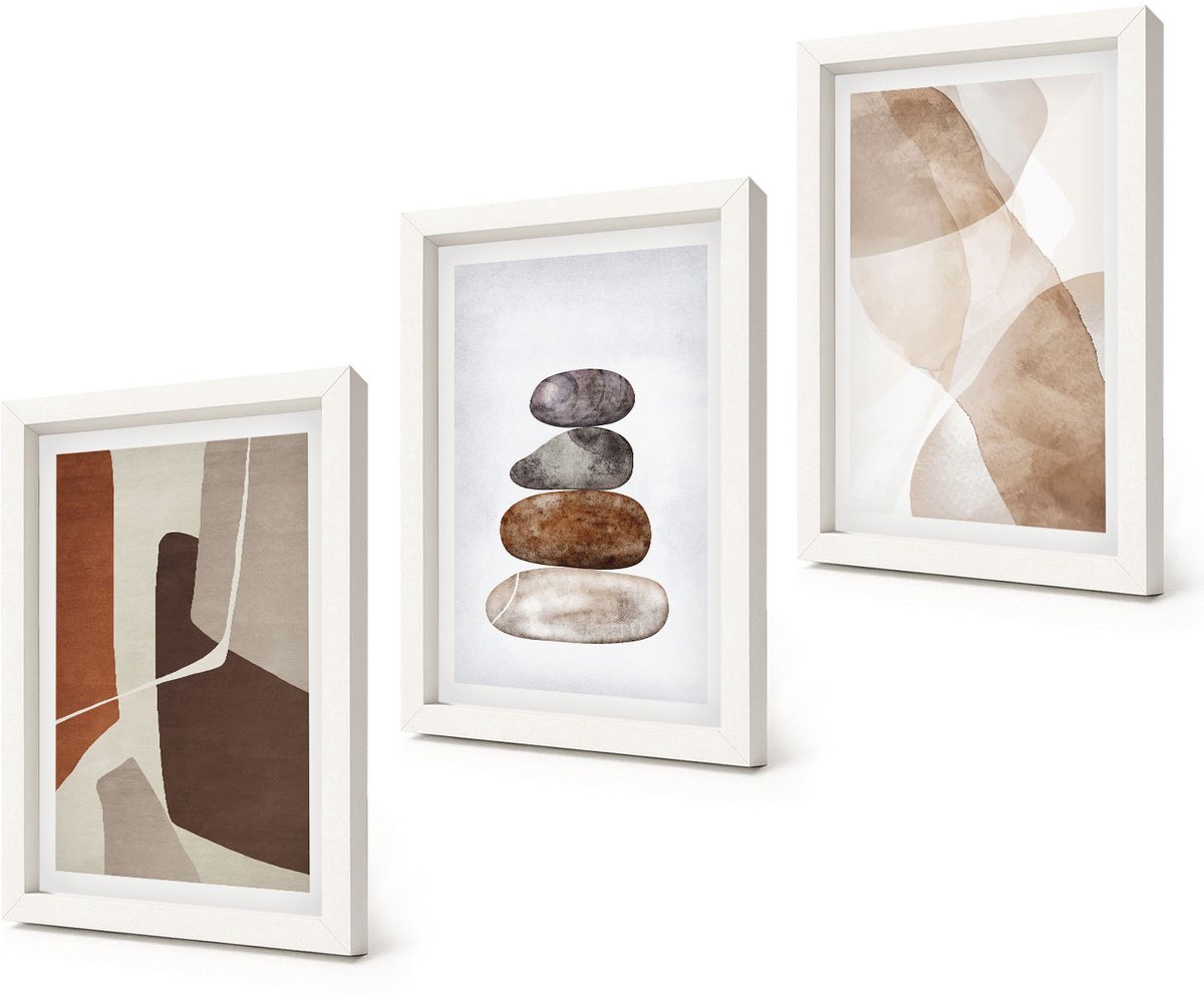 Coloray 3-Delige Schilderij Set - Abstracte schilderijen, moderne decoraties - 20x30 - Decoratieve Schilderijen - Wanddecoratie - Hal