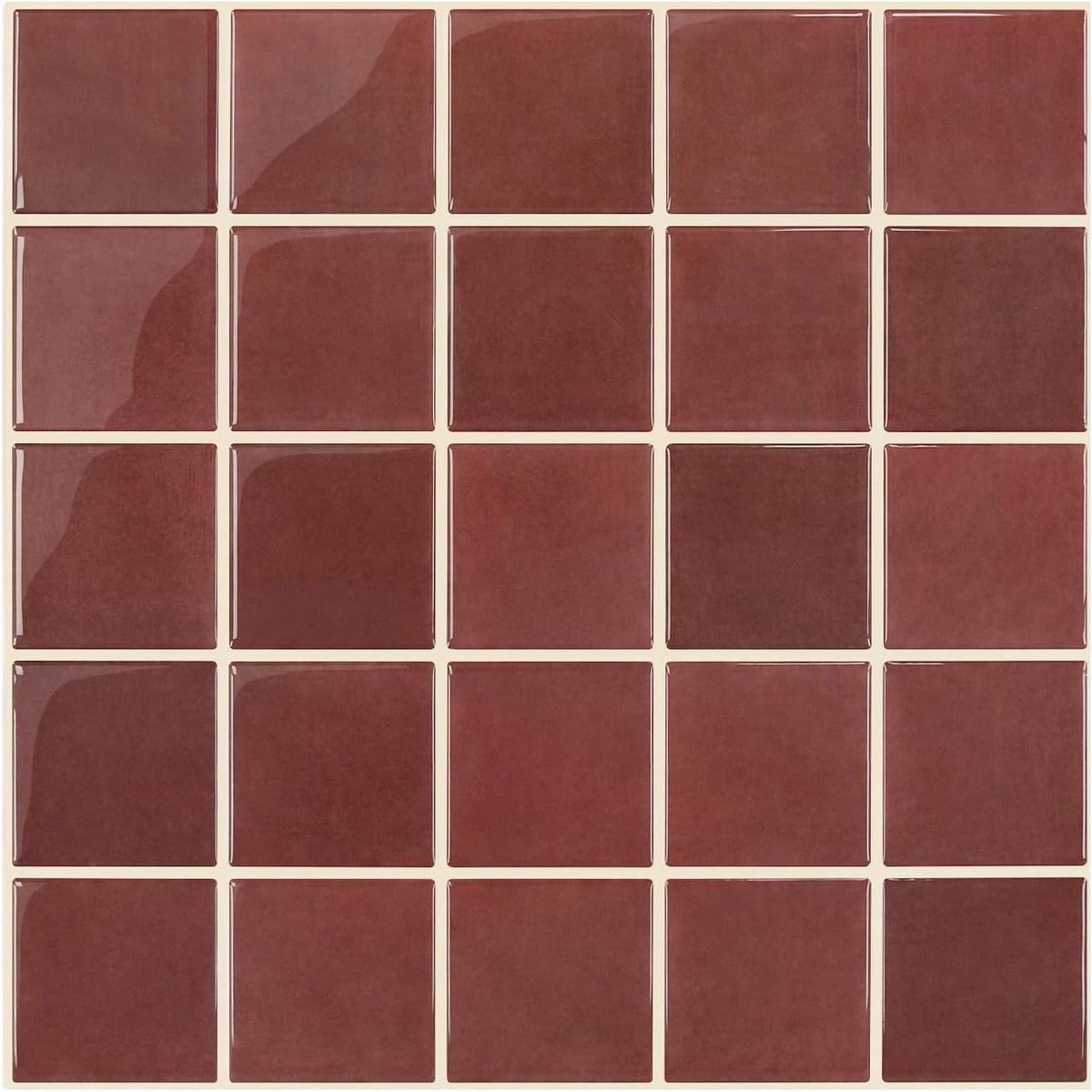 Commomy Thick Vinyl 3D Self Adhesive Wall Tiles Kitchen Bathroom, Red - ShopVlot