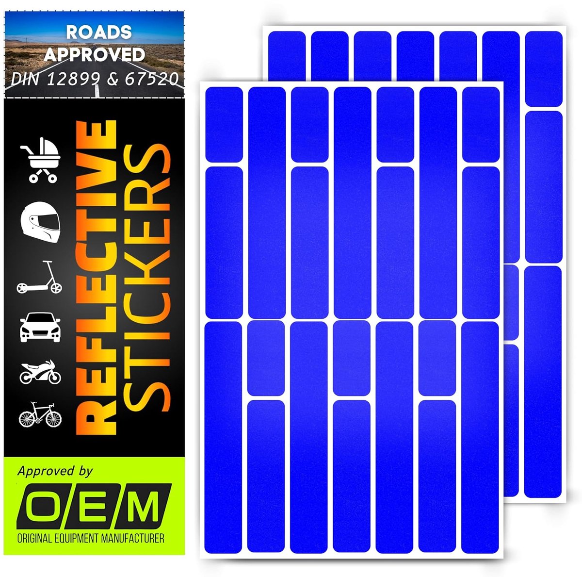 DIN67520 ECE104 Made with O Rafol 5600 Reflective Tape Sticker Waterproof Trailer Kids Car Motorcycle Helmet Rims - ShopVlot