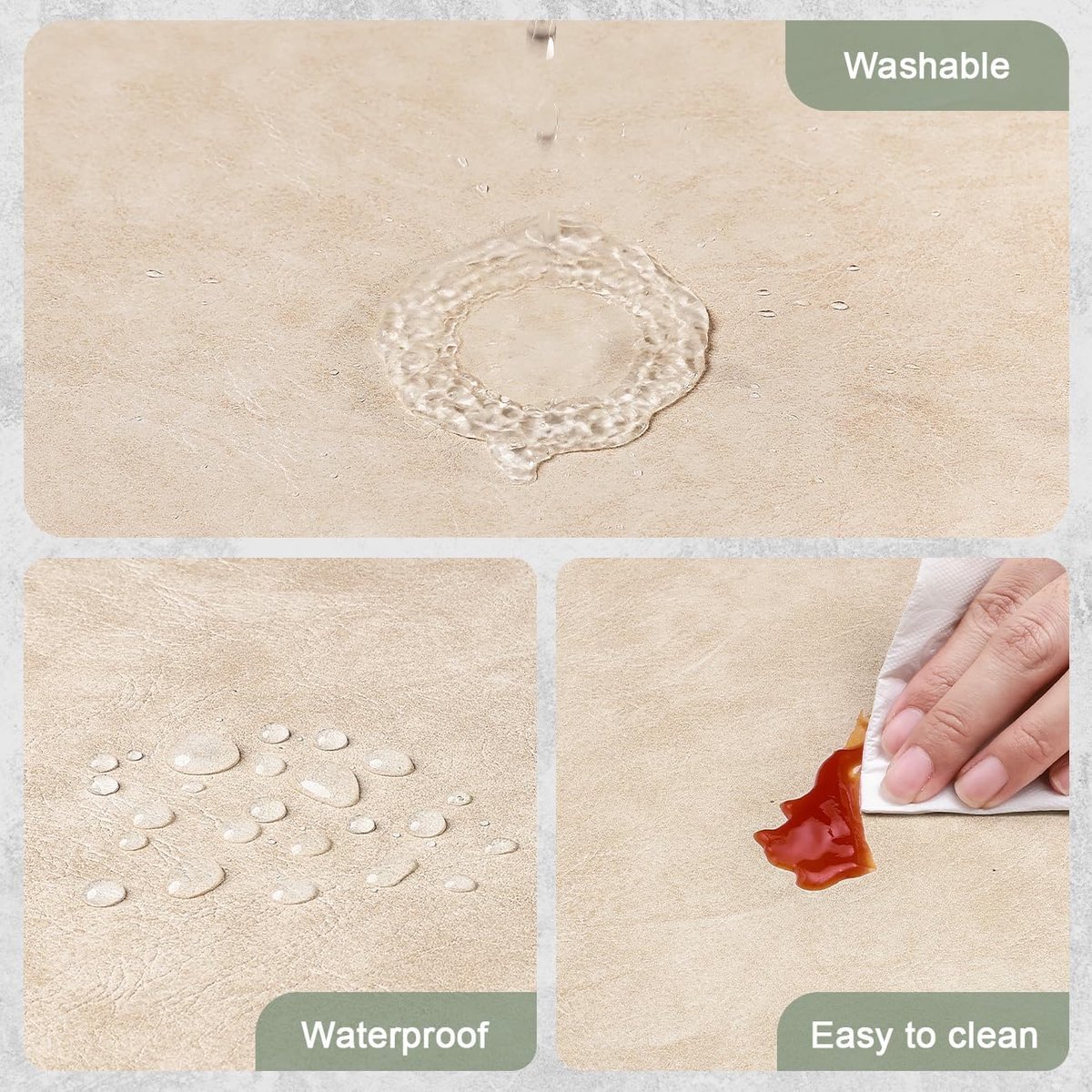 Washable Faux Leather Placemats Double-Sided Placemats, Heat-Resistant, Non-Slip Placemats, Set of 4, Faux Leather - ShopVlot