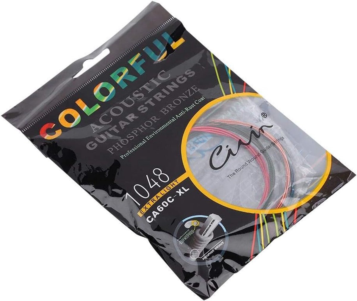 6-Piece Guitar Strings, 5 Colors Phosphor Bronze Acoustic Guitar Strings Replacement Set - ShopVlot