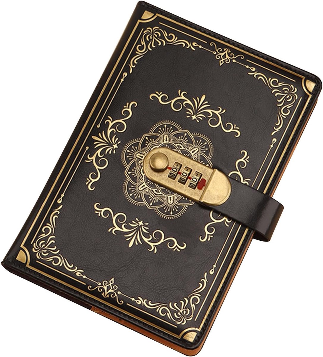 A5-Dagboek Met Slot Vintage Leren Notitieboekje Met Reliëfpatroon Retro Bloemenmotief 200 Pagina'S Dagboek Voor - ShopVlot