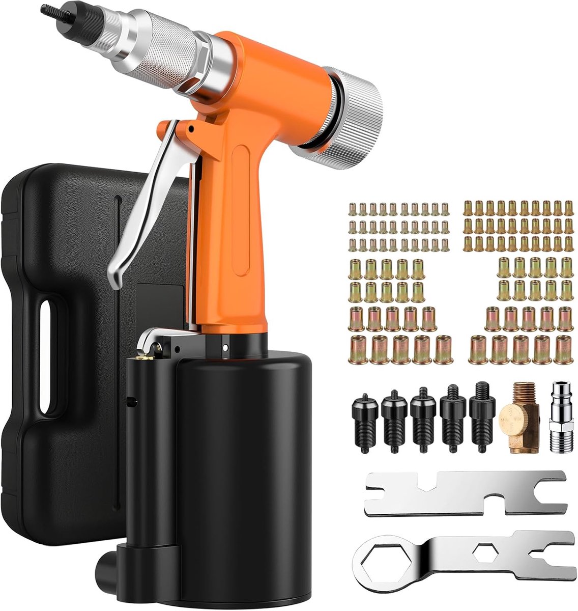 Proster Pneumatic Nut Gun Set for Pneumatic Rivet Nut Robust Stainless Steel 100 Pieces Insert Gun M4 M5 M6 M8 M10 - ShopVlot