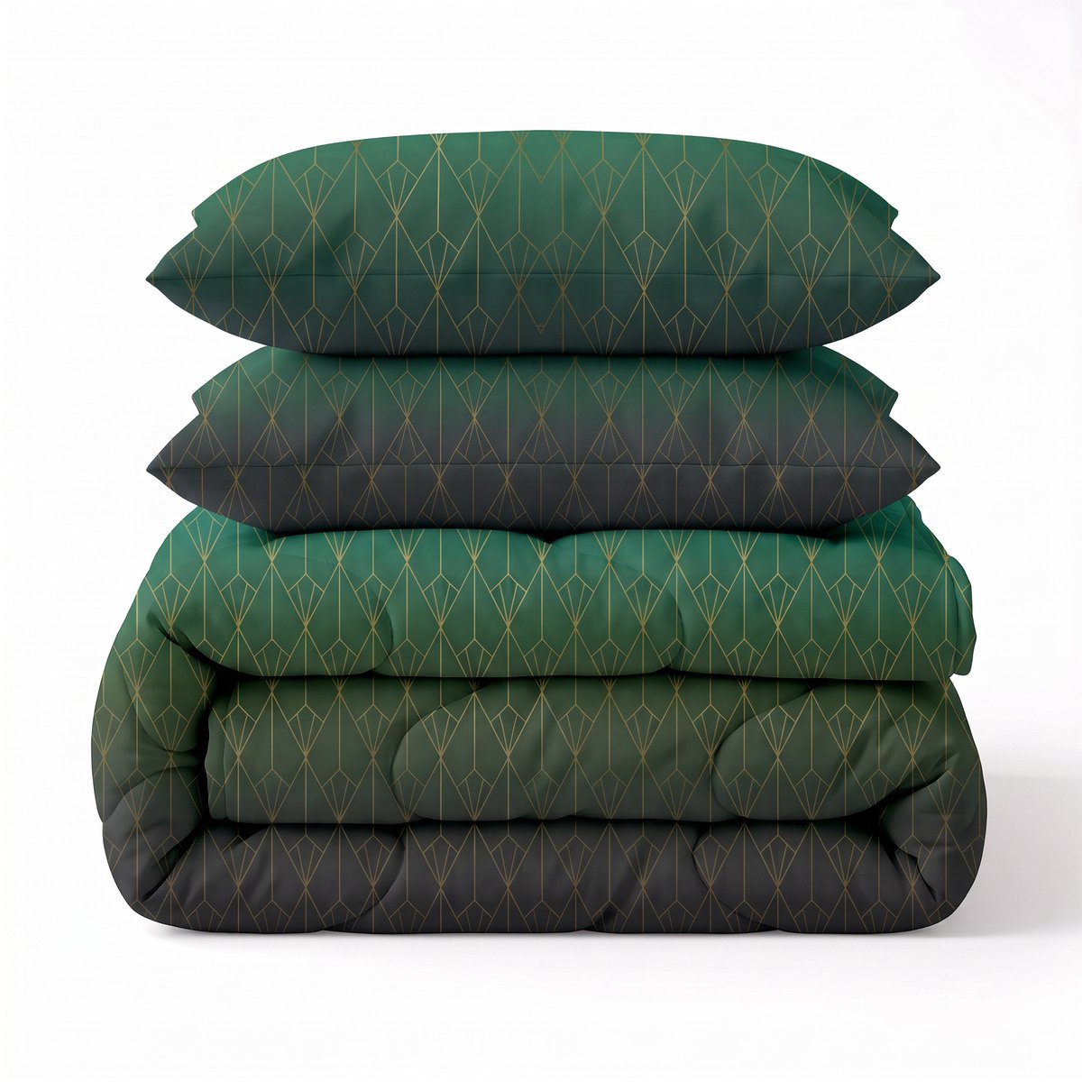 Sleeptime® 2 in 1 Dekbed zonder Overtrek Bowen - Wasbaar Dekbed - 200 x 220 cm + 2 x kussensloop 60x70 - Groen