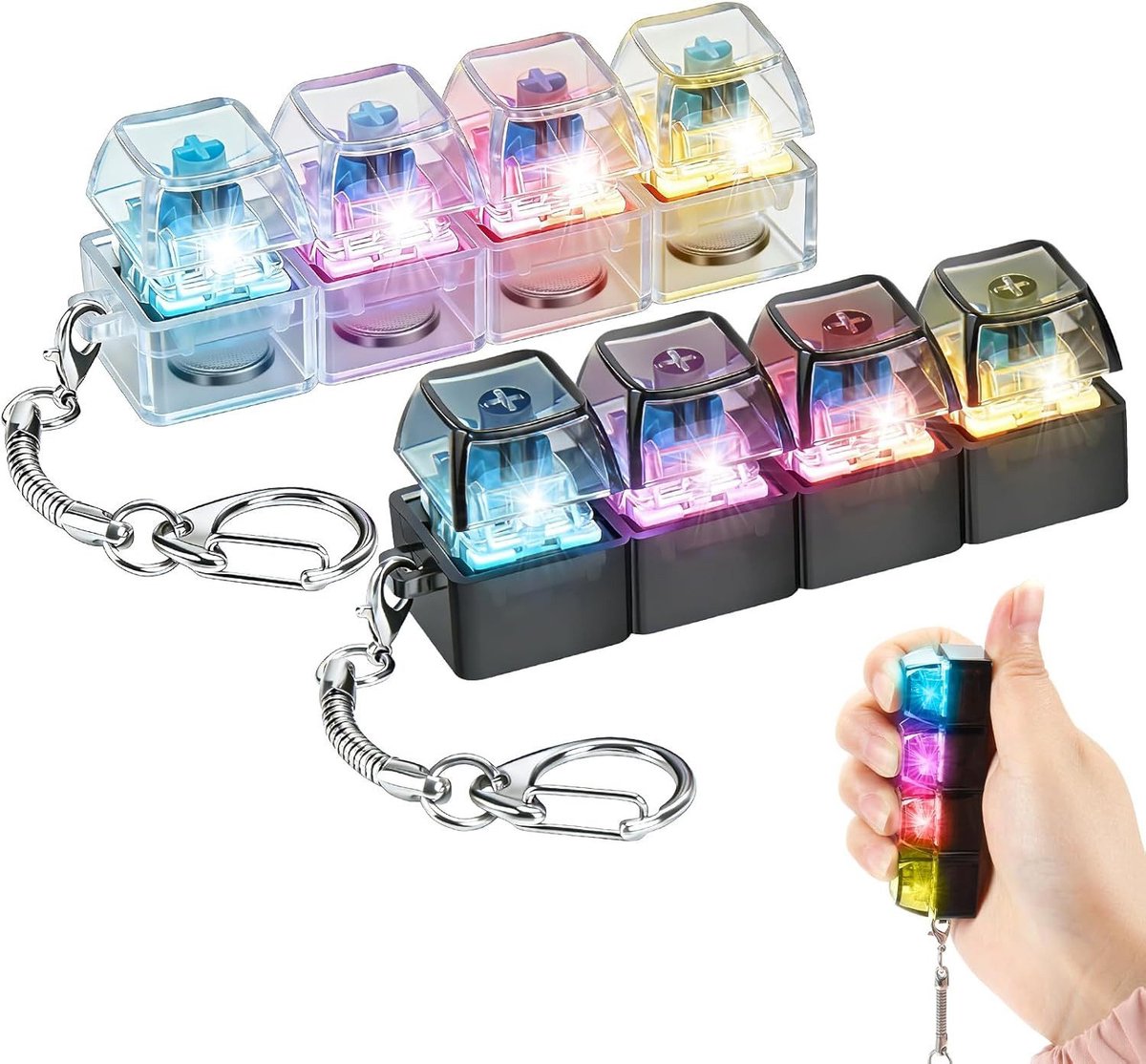 Namajunas - Keyboard Fidget Toy met LED en Sleutelhanger - 2 Stuks - Sleutelhanger Anti Stress Speelgoed - Clicker Fidget Toetsenbord met Ledlicht - Fidgets - Fidget Spinner - Fidget cube - Fidget toys volwassenen - Fidget keyboard
