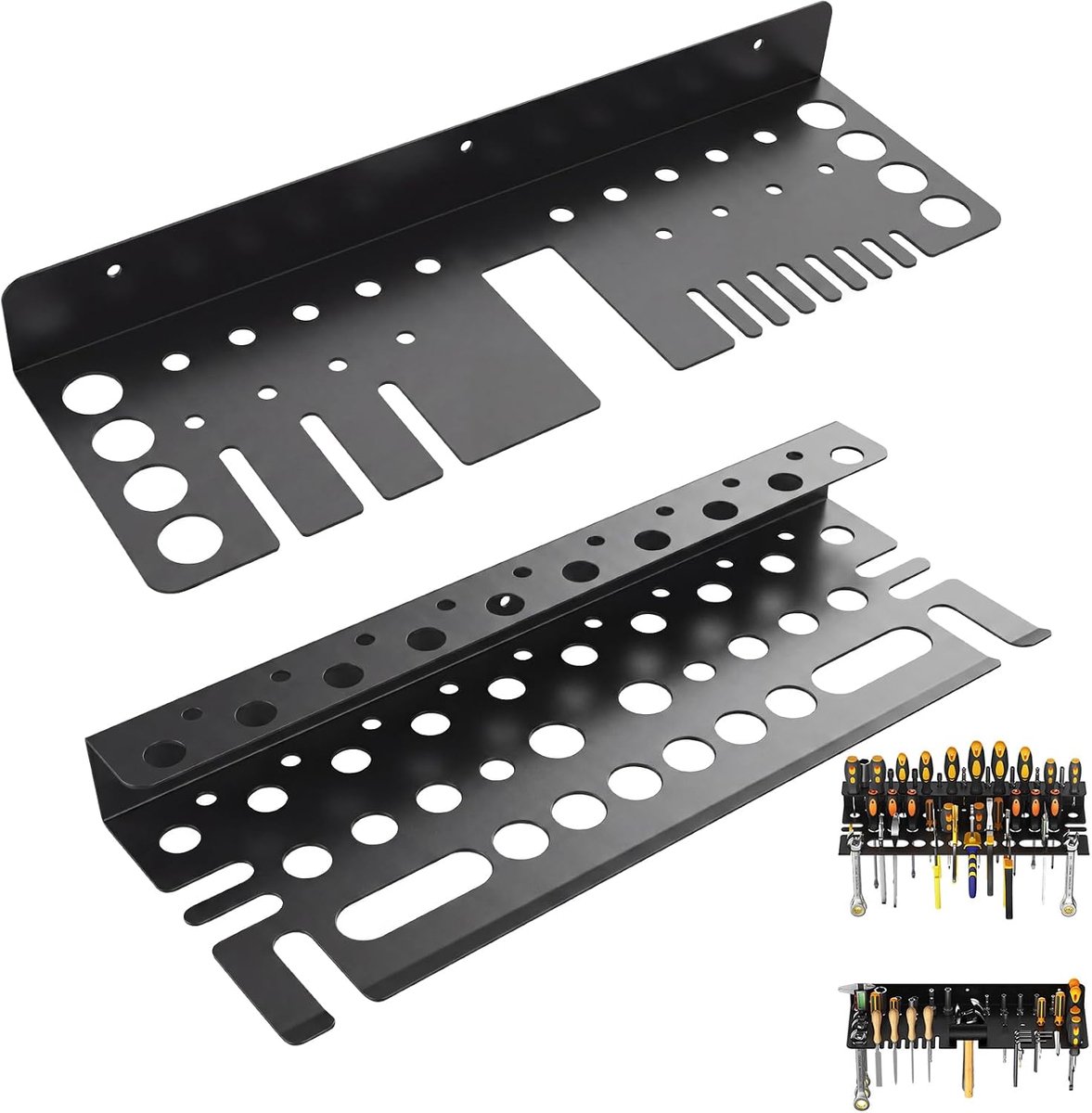 Set van 2 schroevendraaierhouders van staal, gereedschapshouder voor wandmontage, opbergrek voor schroevendraaiers - ShopVlot