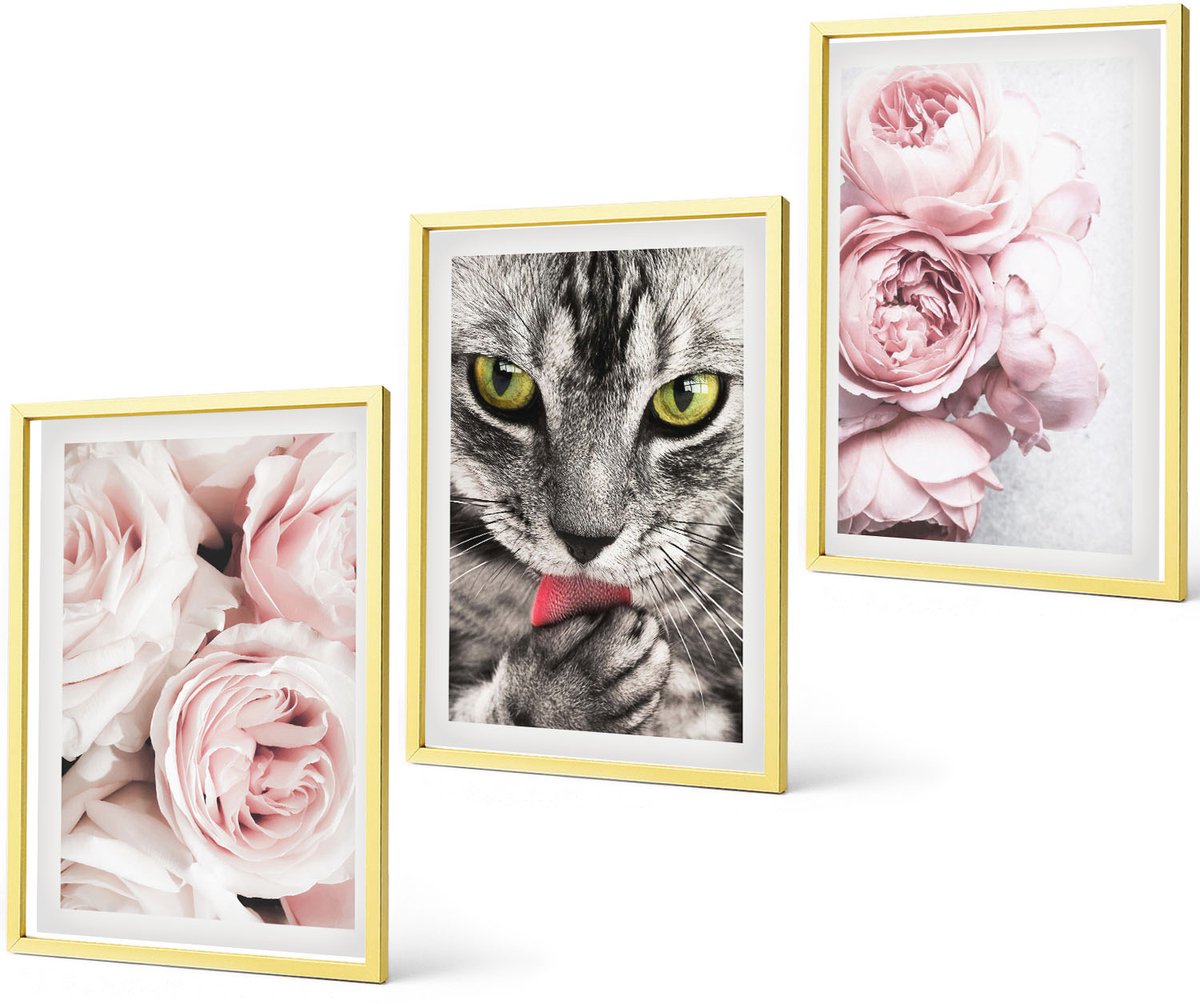 Coloray 3-Delige Schilderij Set - Koffieroller Voor Thuis: Warmte En Gezelligheid - 40 x 40 cm En 40 x 60 cm - Stijlvolle Muurdecoratie - Slaapkamer - Interieur Decoratie