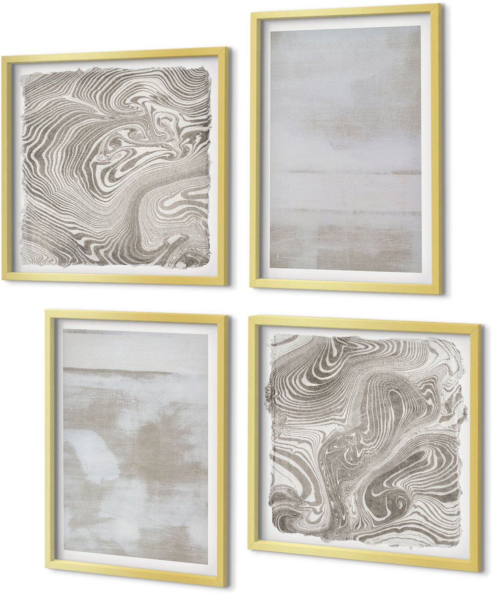 Coloray 4-Delige Schilderij Set - Versleten texturen, moderne industriële stijl - 40 x 40 cm en 40 x 60 cm - Wanddecoratie - Schilderijen Set - Kantoor - Moderne Wanddecoratie