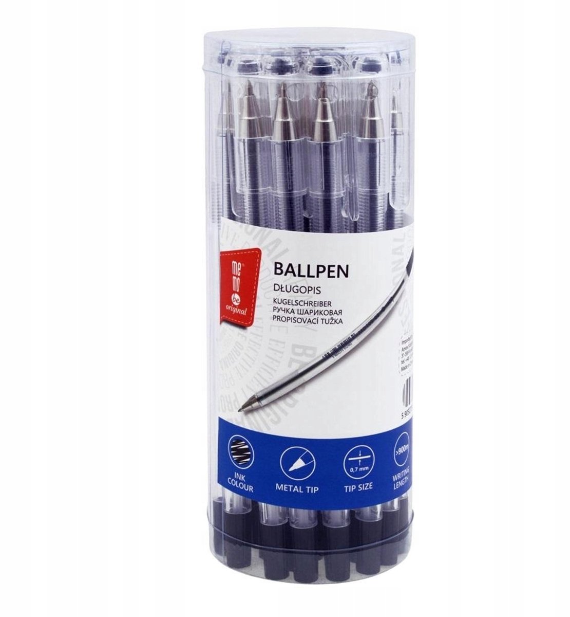 Merkloze zwarte balpennen, 0,7 mm, koker 20 stuks