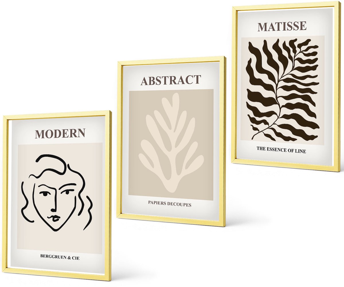 Coloray 3-Delige Schilderij Set - Inspiratiebeeld: Schreeuw Met Schedel En Uil In Grafische Stijl - 40 x 40 cm En 40 x 60 cm - Schilderijen Set - Wanddecoratie - Woonkamer - Decoratieve Schilderijen