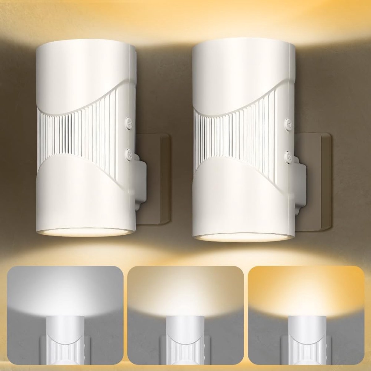 Lexium Store Stekkerlampje - 3 kleurtemperaturen - 9 x 9 x 4,8 cm - Dimbaar LED Nachtlampje met Schemeringssensor - Voor Binnengebruik