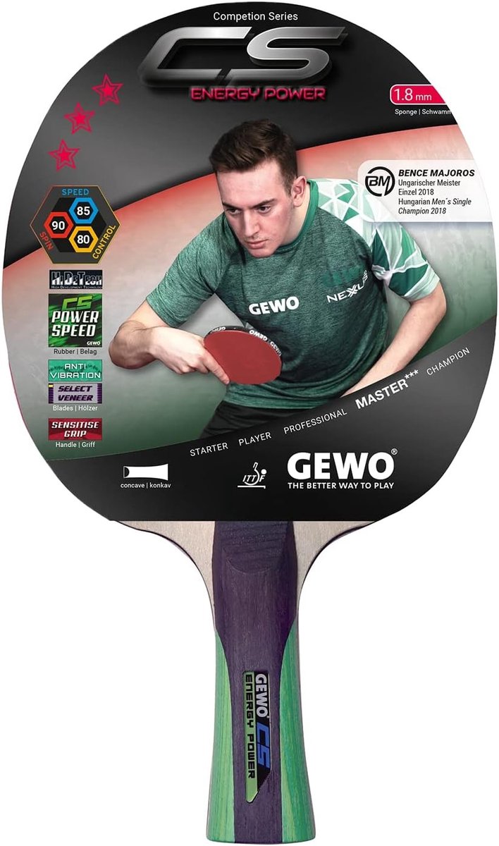 Tafeltennisnetje voor elke tafel - Professioneel tafeltennisbatje - Rood-Zwart - 1,8 mm spons - Concaaf racket met hoge rotatie voor gevorderden
