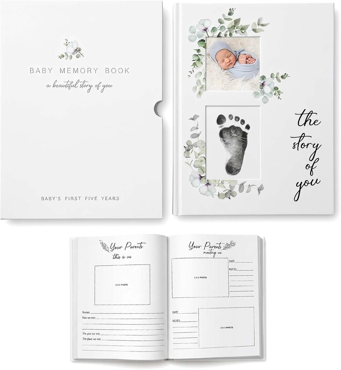 geboorteboek 100 pagina's - fotoalbum met venster - doe-het-zelf voor baby's - waardevolle herinneringen - ShopVlot
