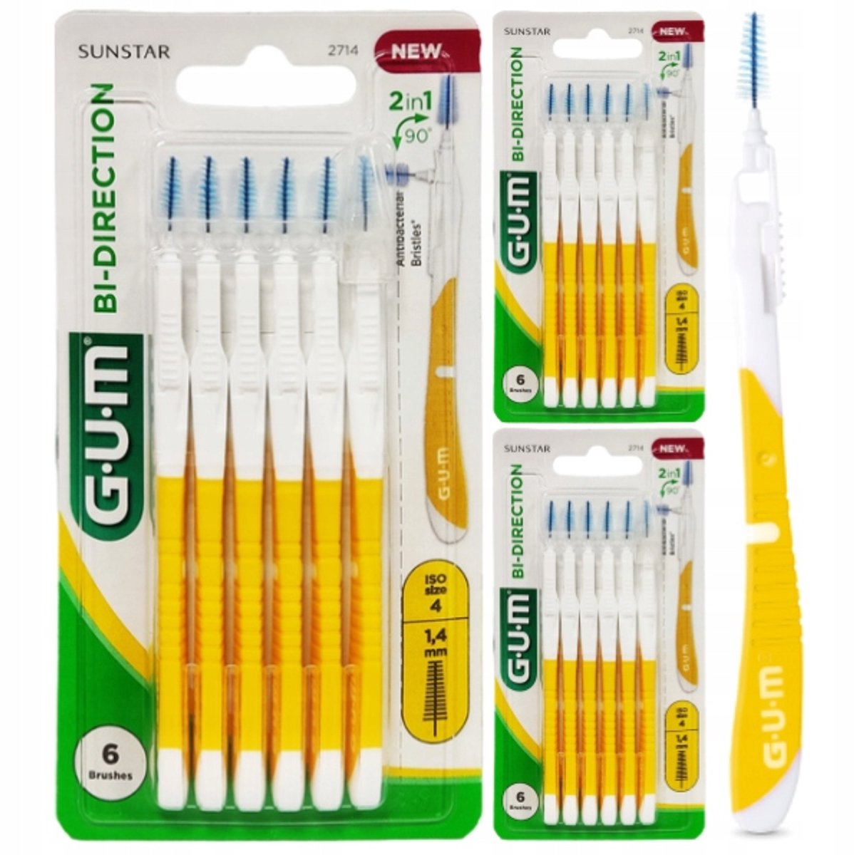 GUM Interdentale borstelharen BI-DIRECTION 1,4 mm Oranje 3x6 stuks