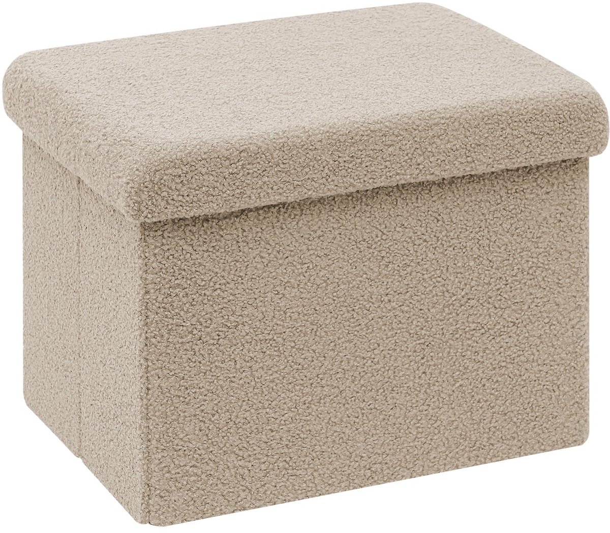 Famanu – Opvouwbare zitzak met opbergruimte, met deksel, van fluweel, 42 x 32 x 32 cm, beige