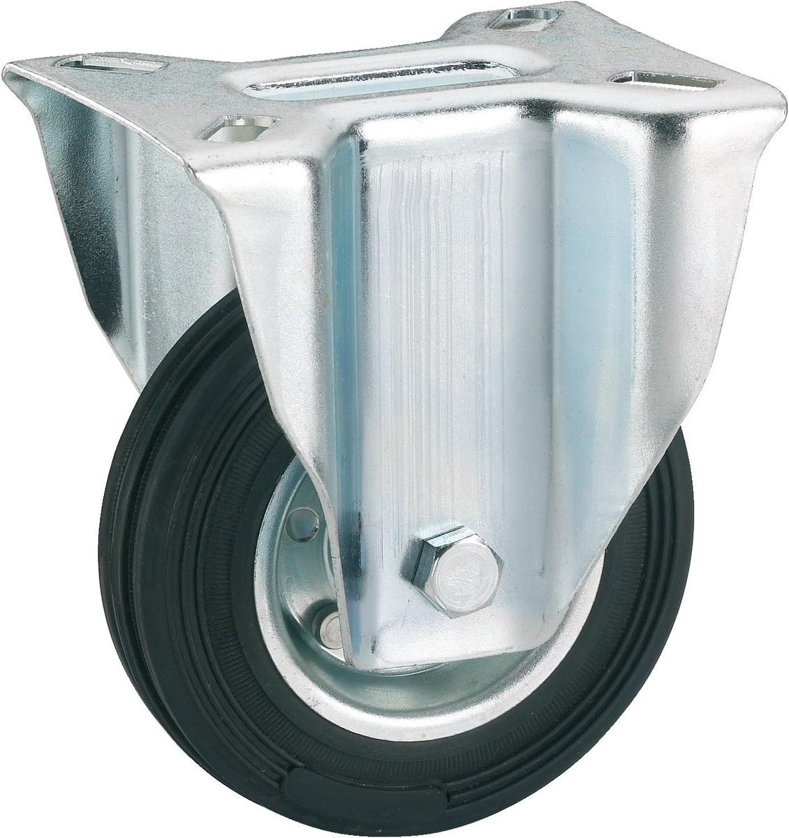 Massief Rubber Bokwiel - 100 x 30 mm - Schroefplaat 100 x 85 mm - Voor Diverse Toepassingen
