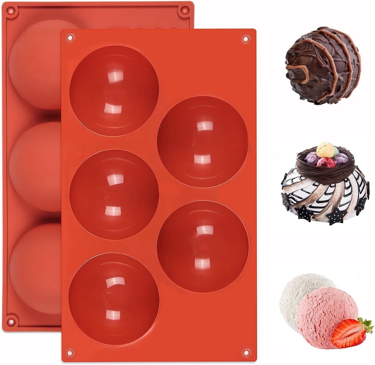 Sloffenring bakvorm - Transparant - 29,5 x 17 cm - Siliconen halfbolvormige bakvorm - Voor chocolade en desserts