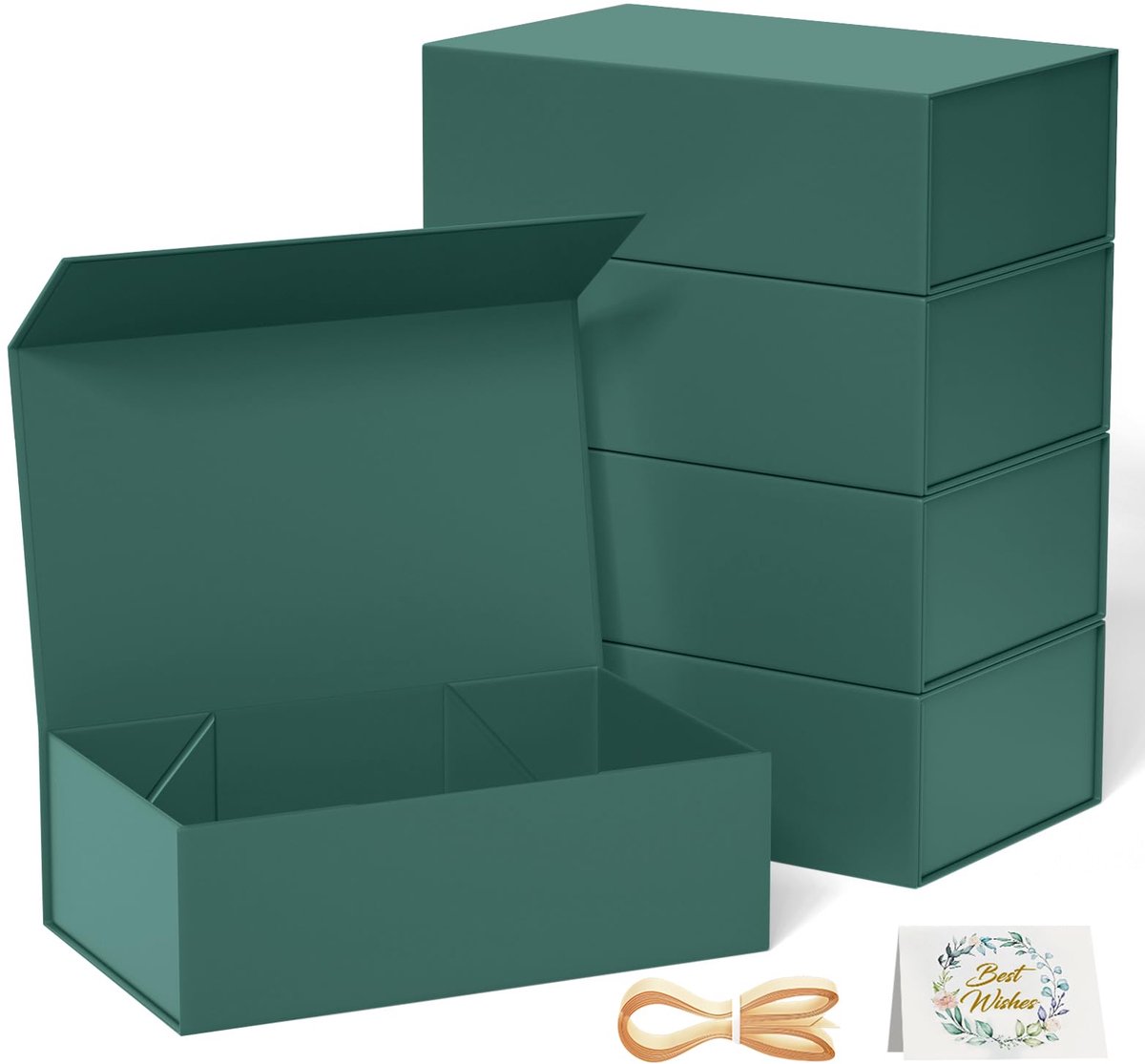 Geschenkdozen, 5 stuks, 24 x 15 x 7,6 cm, met deksels, magnetische sluiting, rechthoekig, vouwbaar, voor bruidsjonker - ShopVlot