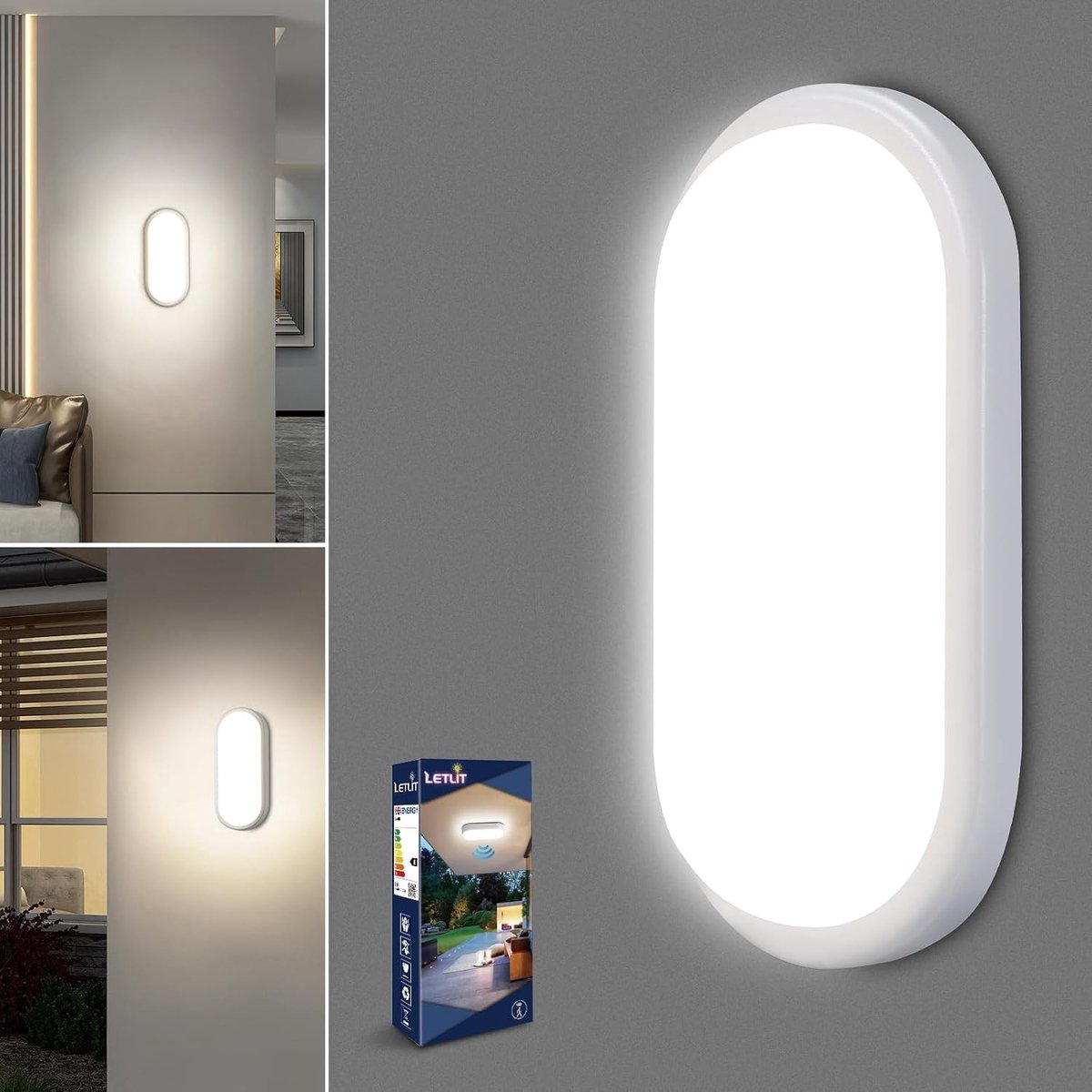 Sensor lampjes met bewegingsmelder - Wit - 18 W - LED Wandlamp met Radarbeweging voor Binnen - 1 Pack