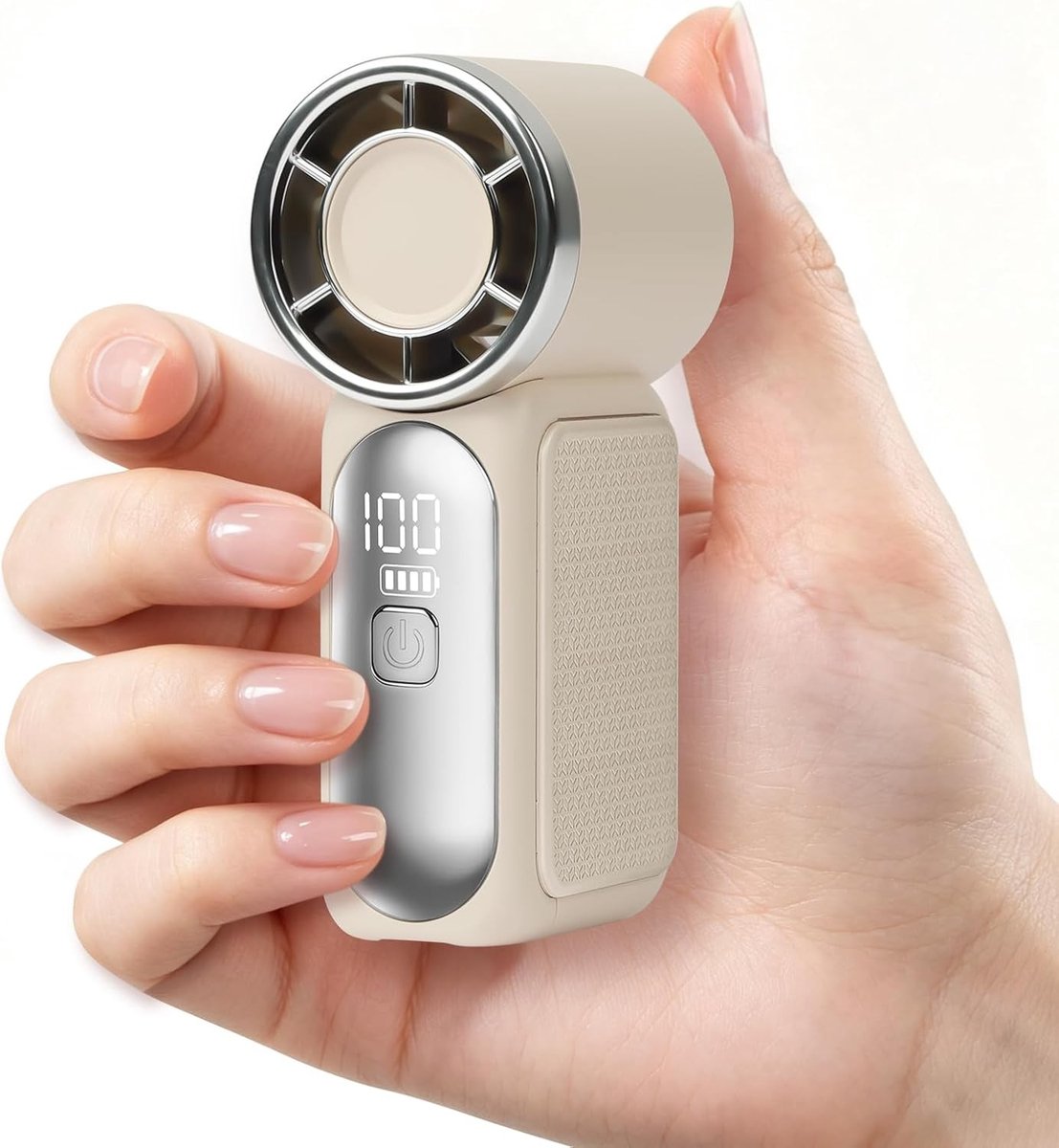 Handventilator - Wit - 6 Snelheden, 1200 mAh - Mini USB-C Oplaadbare Bureauventilator - Draagbaar en Compact