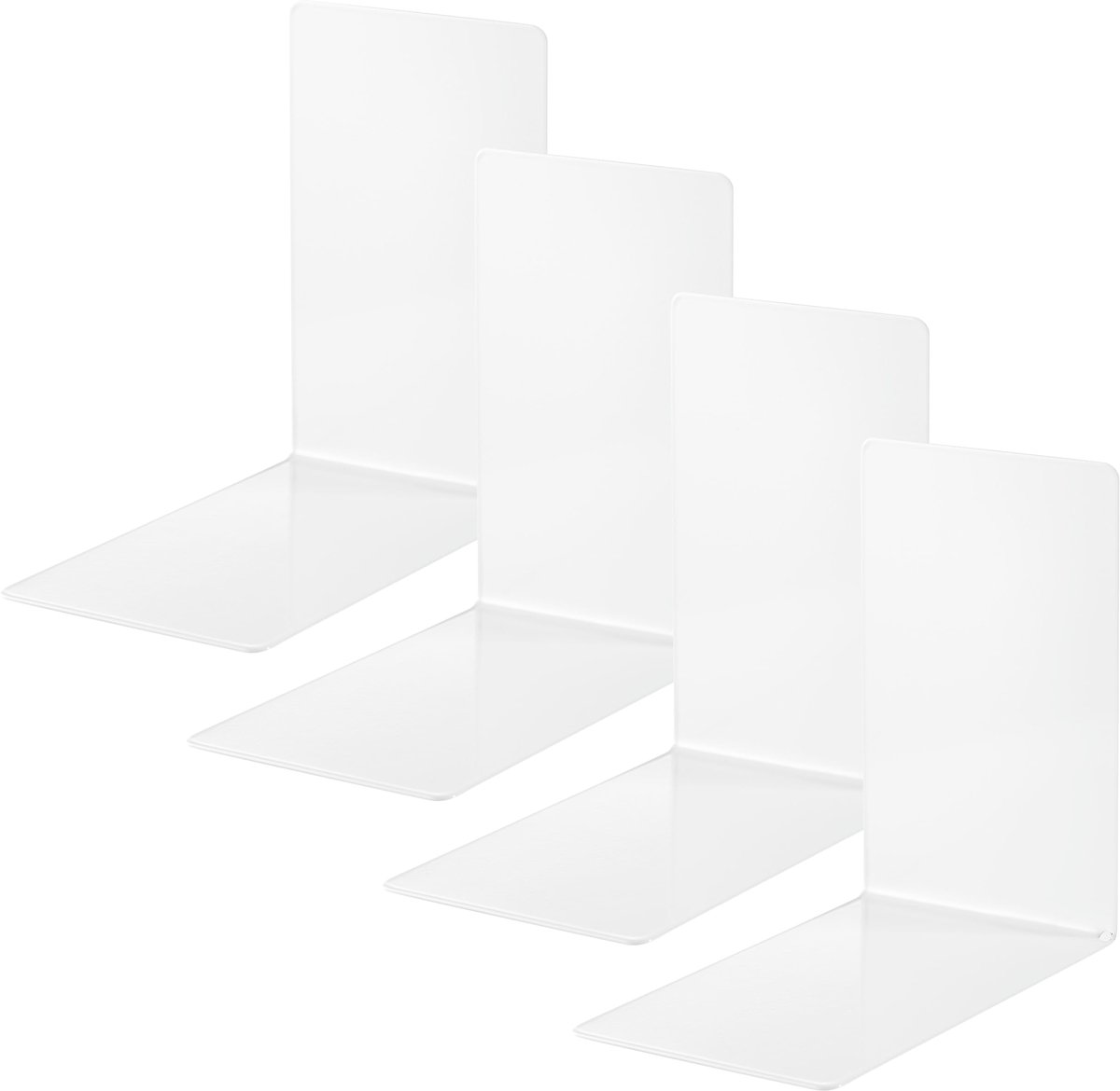 Famanu Boekensteunen van wit metaal, set van 4 stuks, ideaal voor boeken en mappen