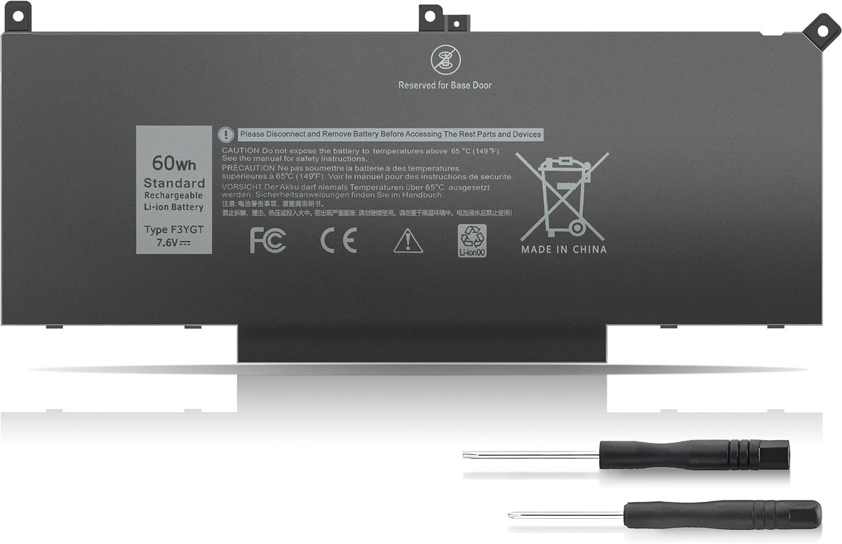 F3YGT Batterij voor Dell Latitude 7480 7490 60Wh voor Dell Latitude 12 7000 7280 7290 13 7000 7380 7390 P29S002 14 - ShopVlot