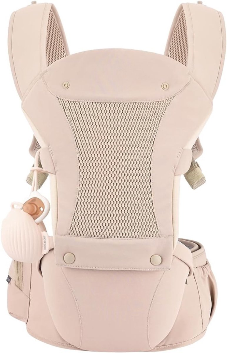 Verte Ergonomische Draagzak - Draagzak voor 0-36 Maanden – 3D Air Mesh-Draagzakrugzak voor Pasgeborenen Tot Peuters – Ergonomisch Heupzitje – 6-in-1 Draagzak voor op de Buik – Katoen Roze